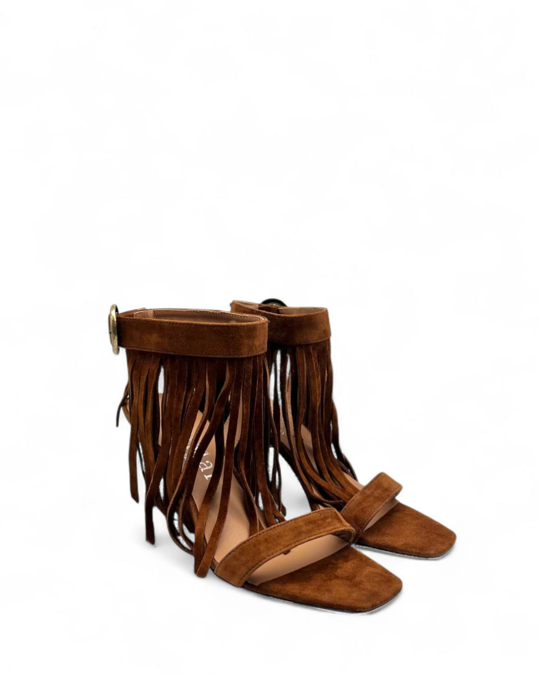 Sandalo Frange Camoscio Cuoio