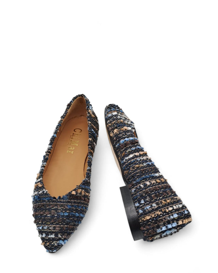 Ballerina V  Tessuto Boucle Blu