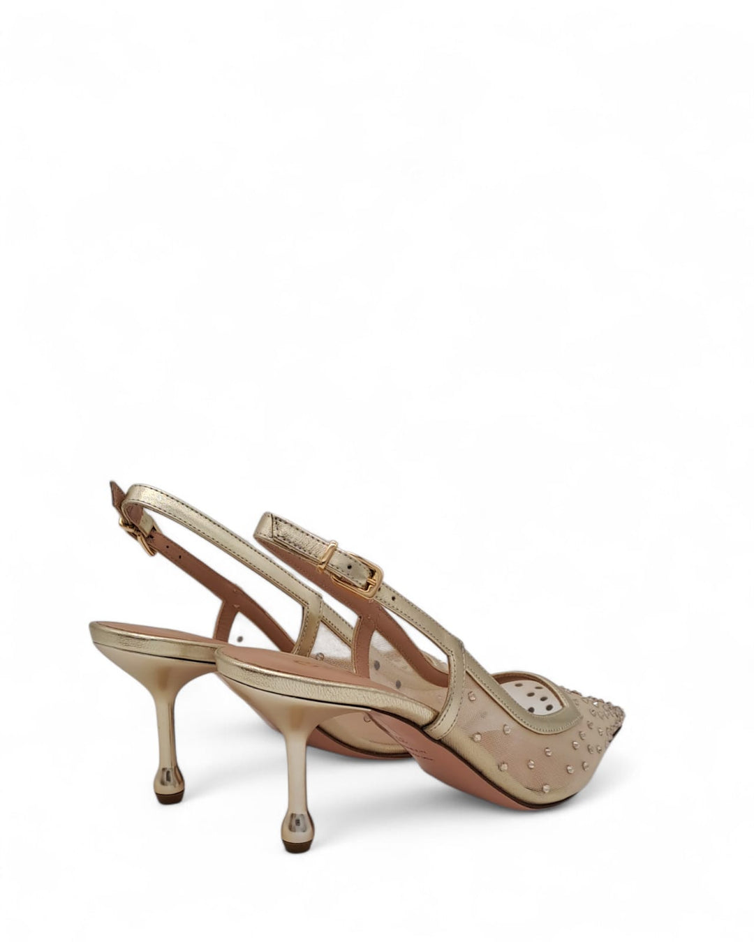 Slingback Priscilla Rete  Laminato Platino