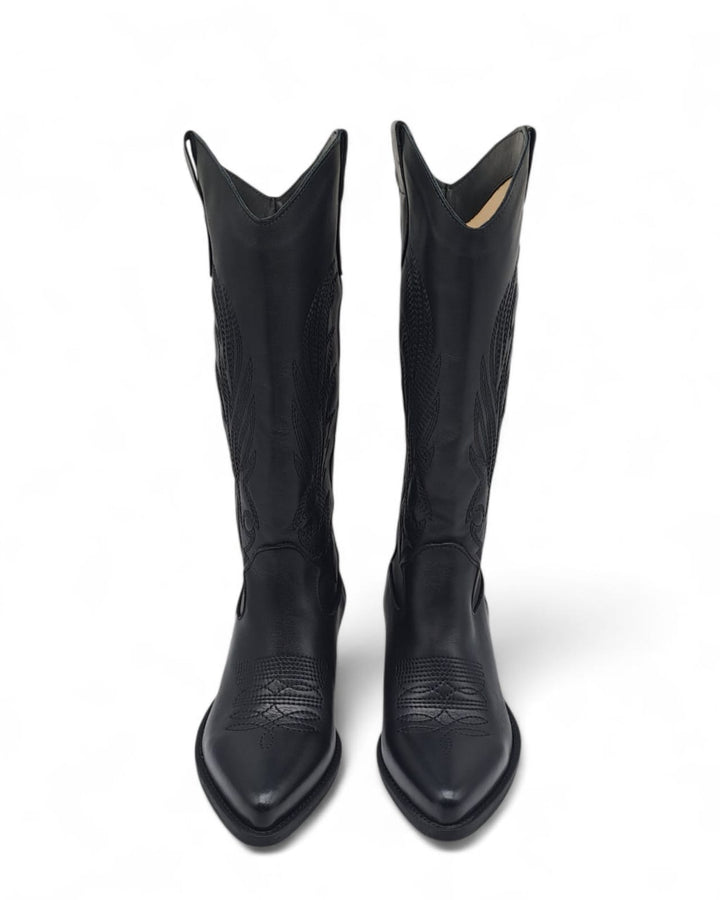 Texano Dallas Ricamo Vitello  Nero