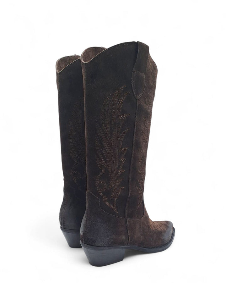 Texano Dallas Ricamato Camoscio Testa di Moro