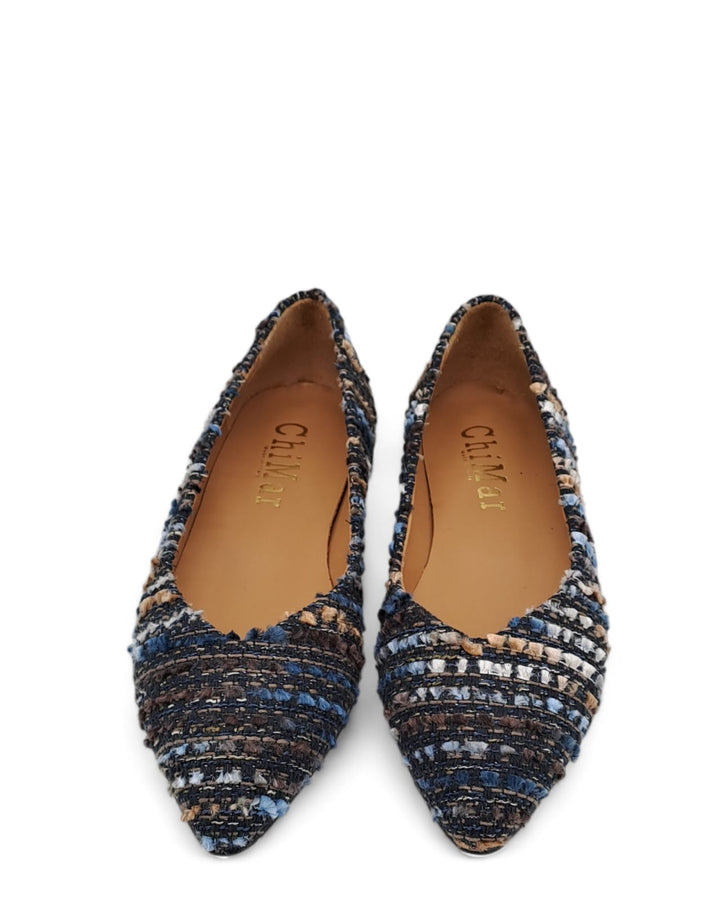 Ballerina V  Tessuto Boucle Blu