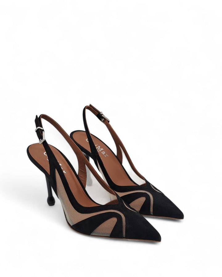 Slingback Rete  Camoscio Nero