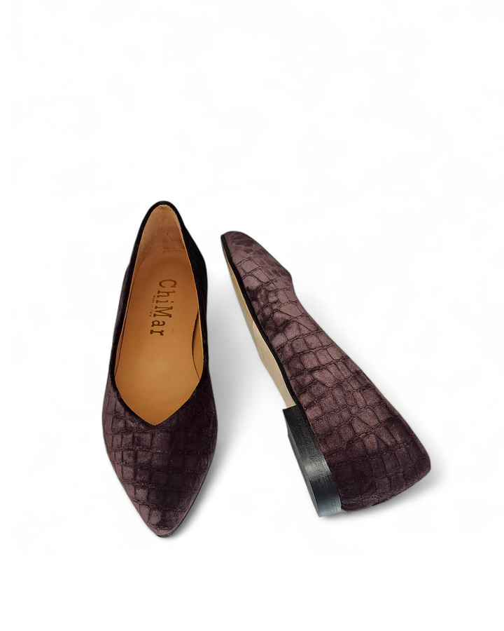 Ballerina V Velluto Cocco Testa di Moro