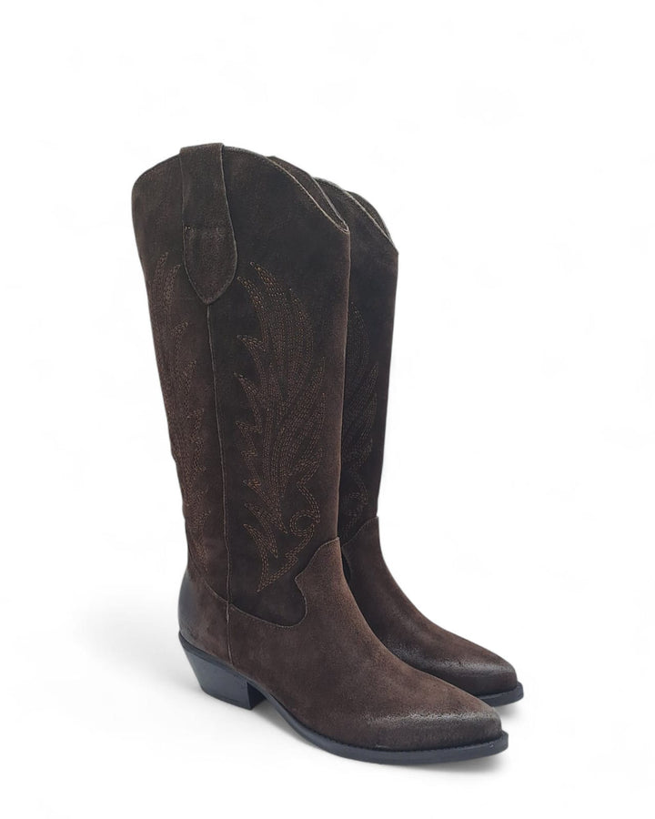 Texano Dallas Ricamo Camoscio Testa di Moro