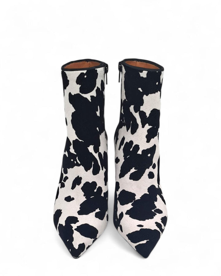 Tronchetto Carol Camoscio Floccato Mucca B / N