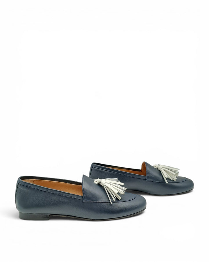 Mocassino Nappine Nappa Blu  / Milk