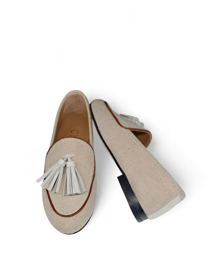Mocassino Nappine Rafia Beige