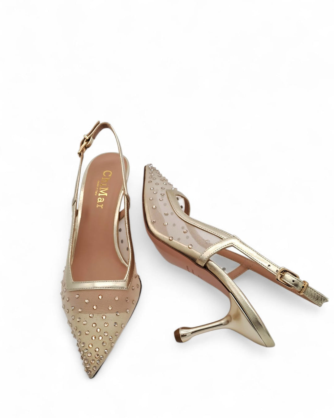 Slingback Priscilla Rete  Laminato Platino