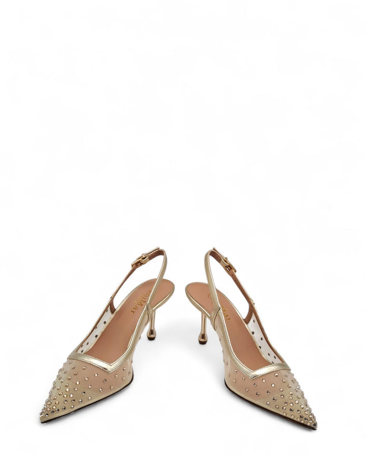 Slingback Priscilla Rete  Laminato Platino