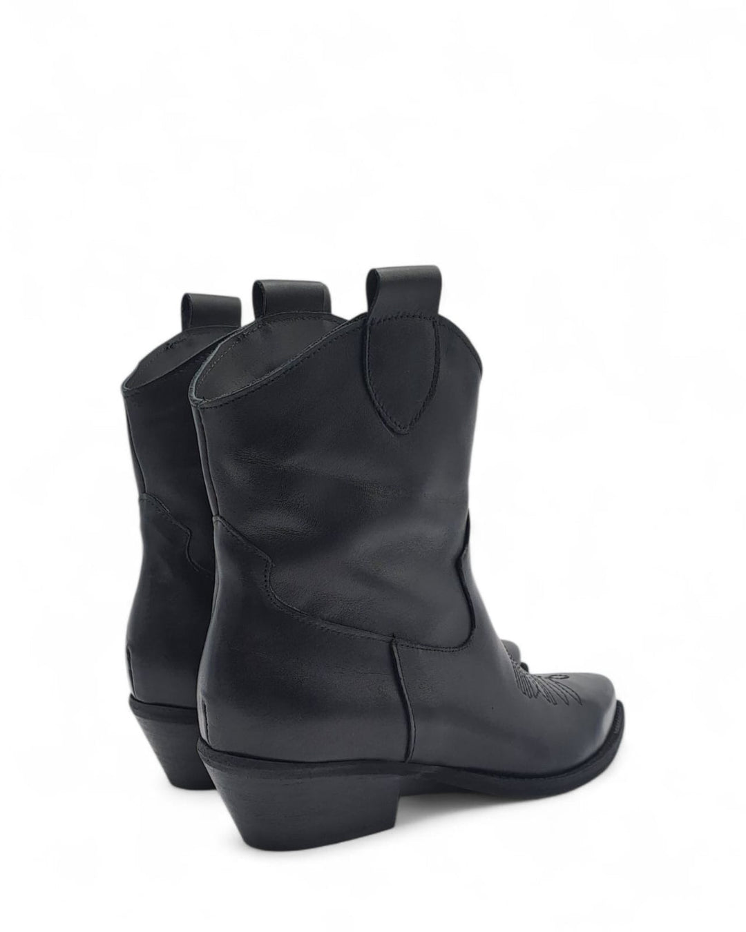 Texano Dallas Basso Ricamo Vitello  Nero