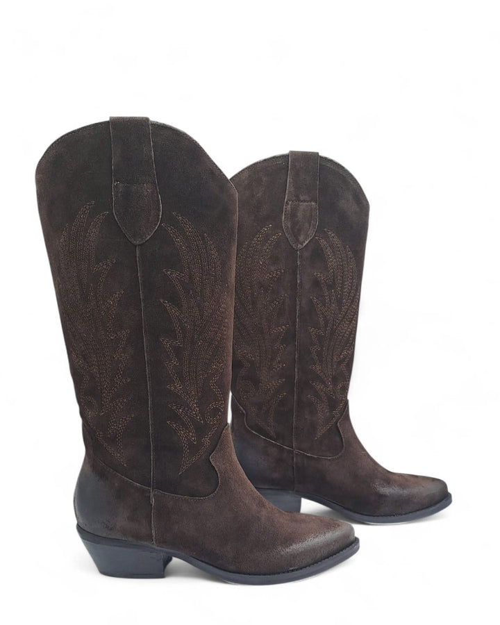 Texano Dallas Ricamo Camoscio Testa di Moro