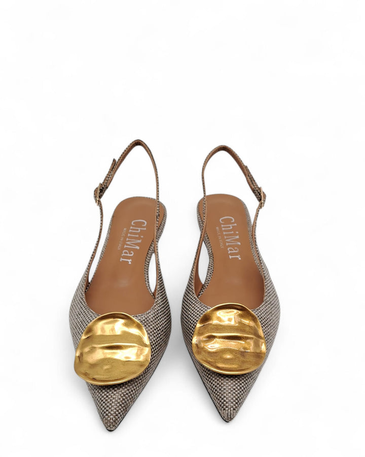 Slingback Elena Rafia  Taupe " 7391 "