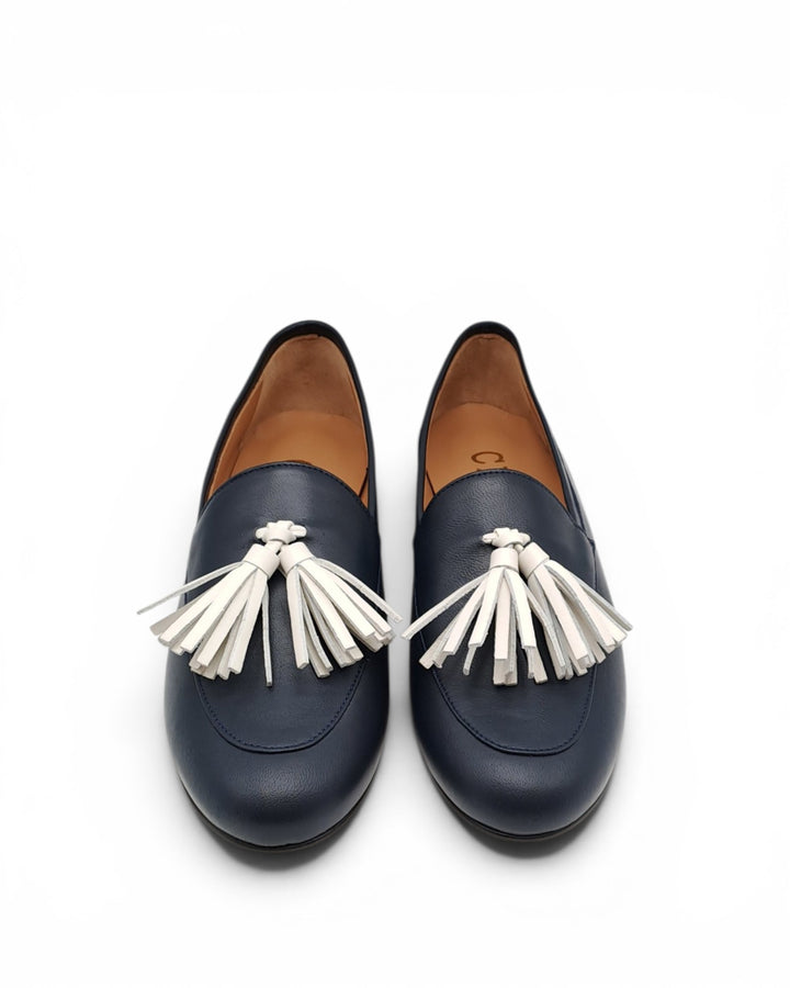 Mocassino Nappine Nappa Blu  / Milk
