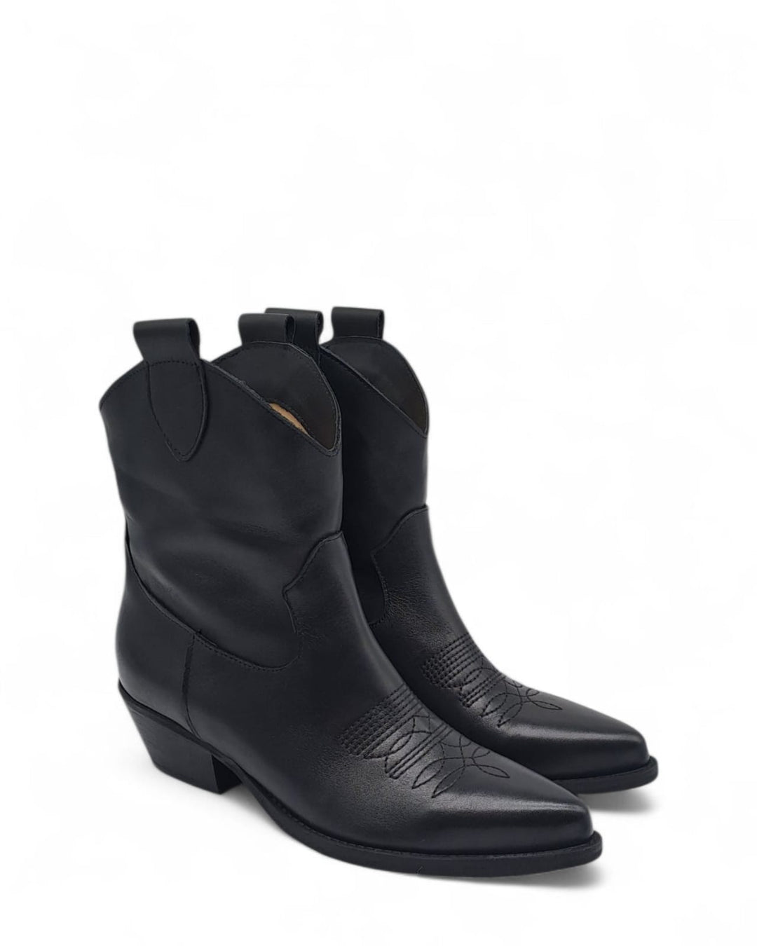 Texano Dallas Basso Ricamo Vitello  Nero