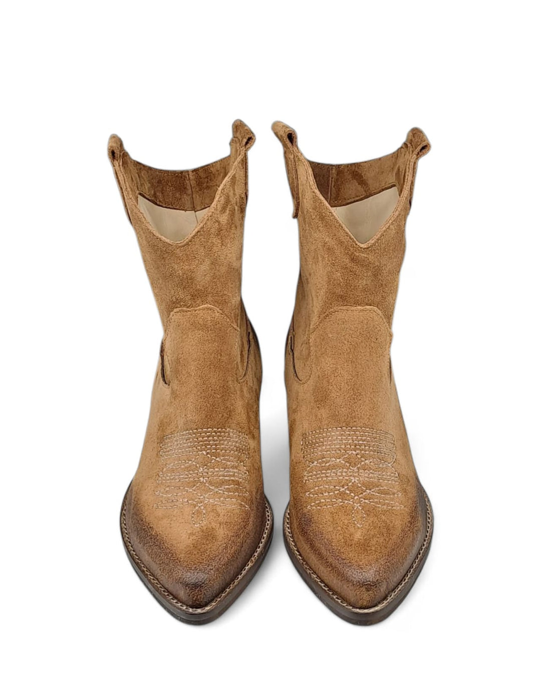 Texano Dallas Basso Ricamo Camoscio Cuoio