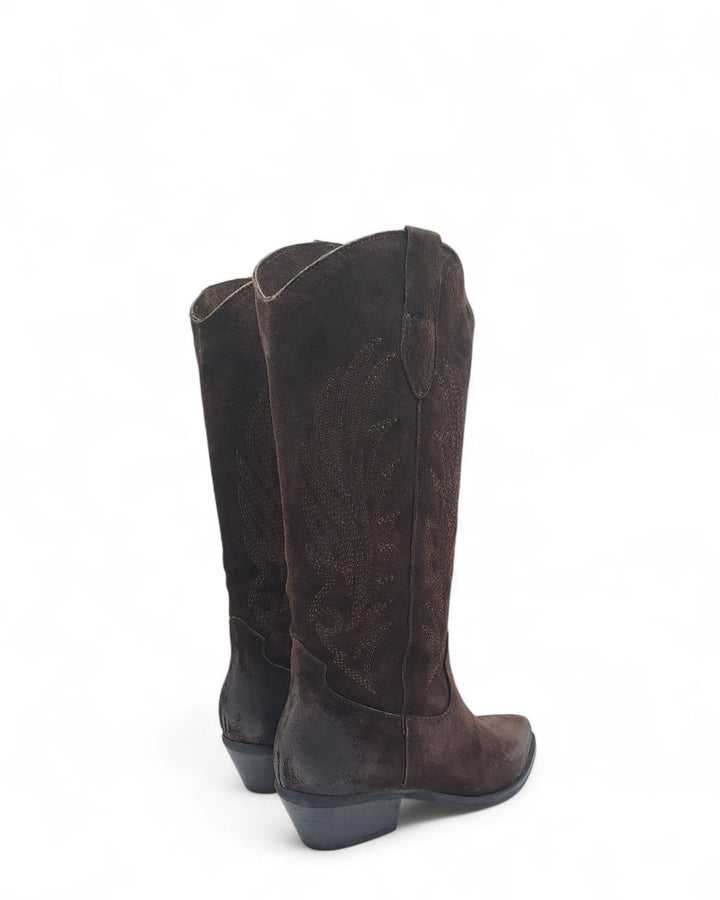 Texano Dallas Ricamo Camoscio Testa di Moro