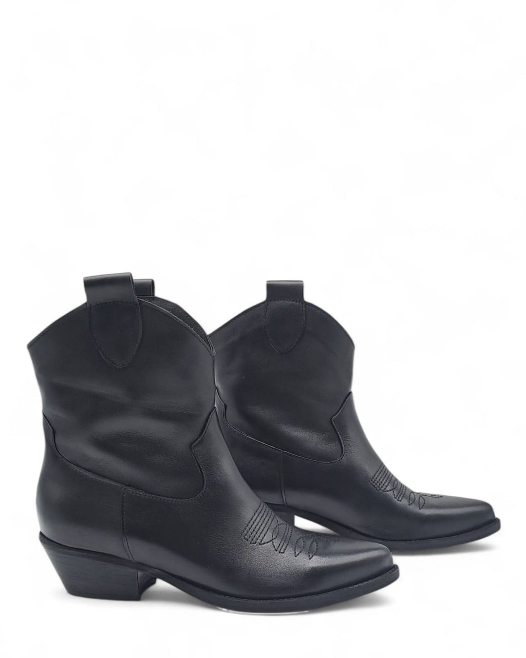 Texano Dallas Basso Ricamo Vitello  Nero