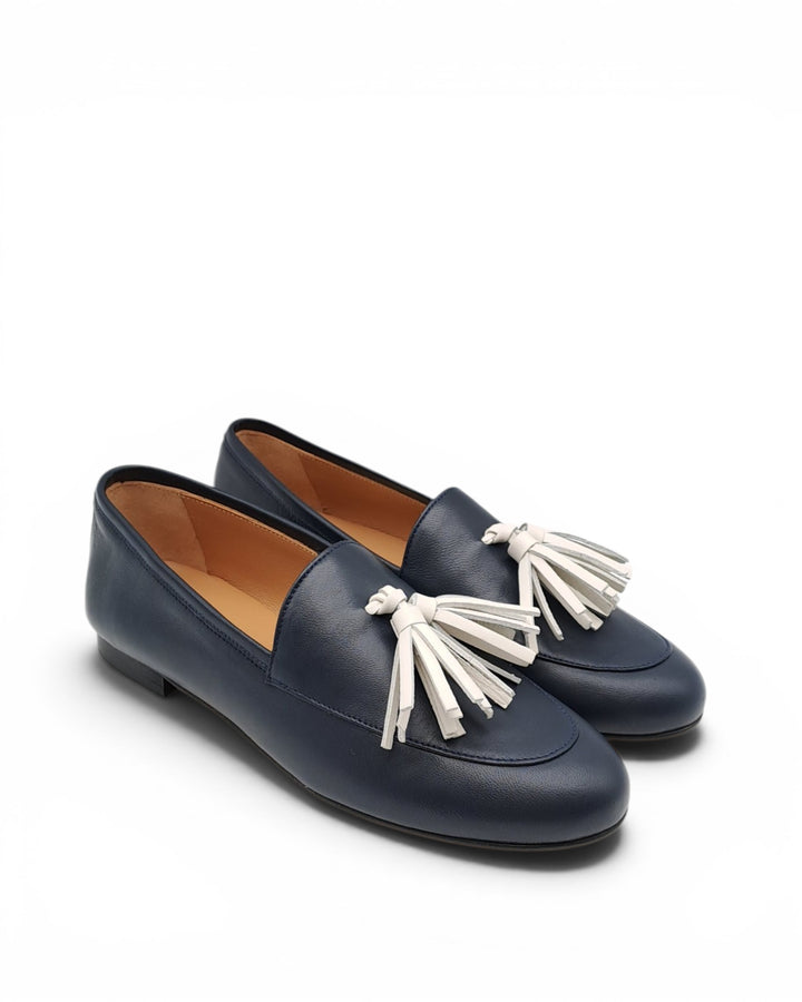 Mocassino Nappine Nappa Blu  / Milk