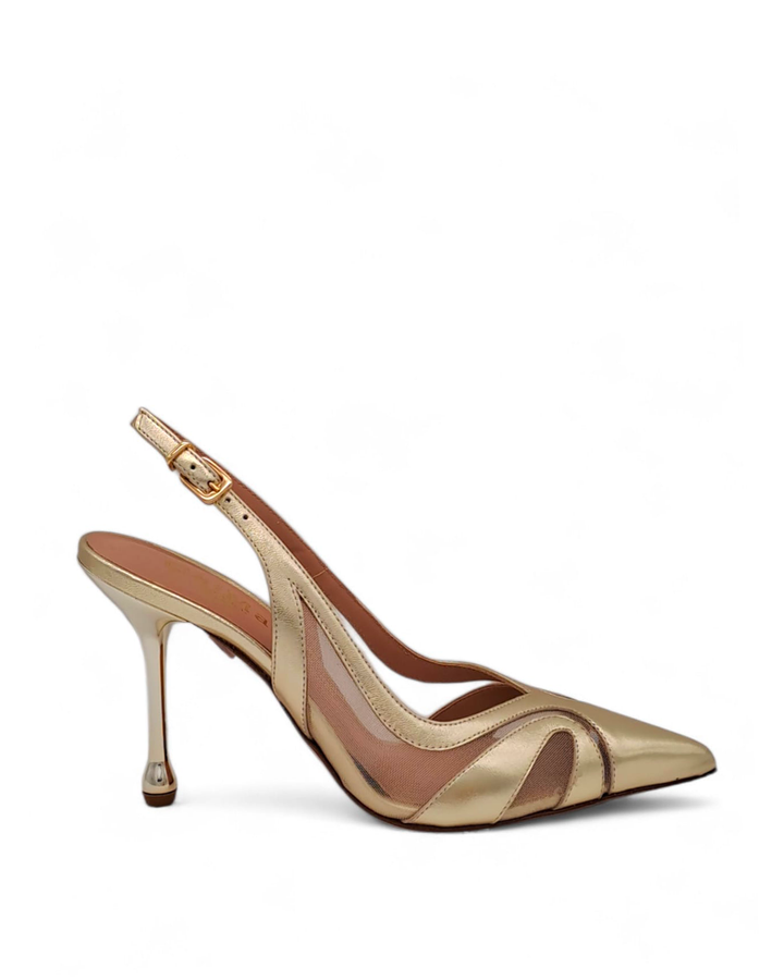 Slingback Rete  Laminato Platino