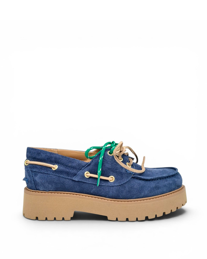 Mocassino Iris Roccia  Camoscio Bluette