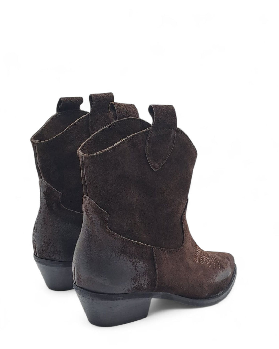 Texano Dallas Basso Ricamo Camoscio Testa di  Moro