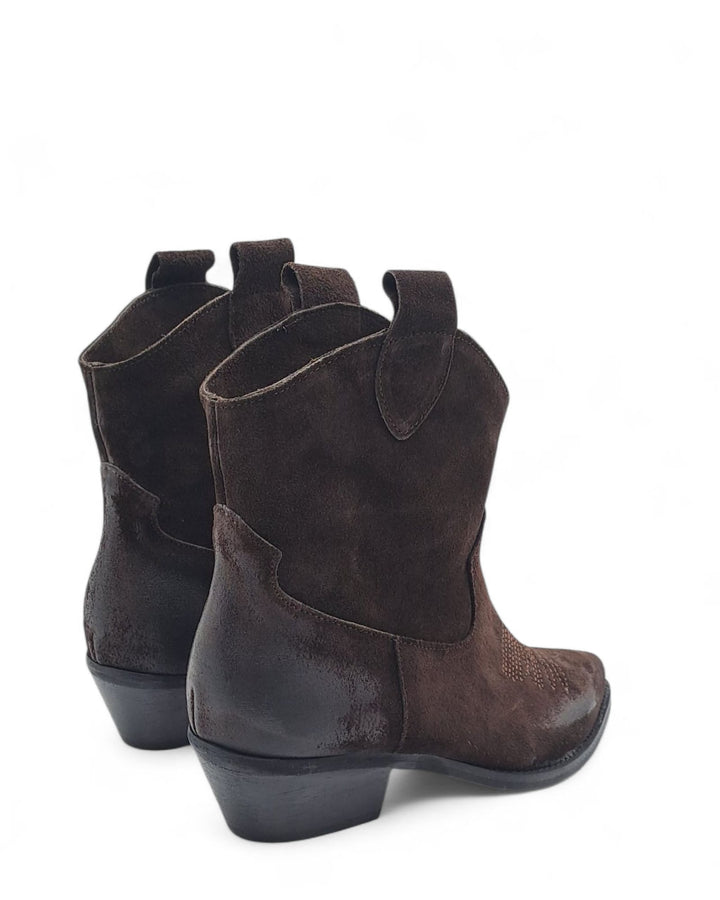 Texano Dallas Basso Ricamo Camoscio Testa di  Moro