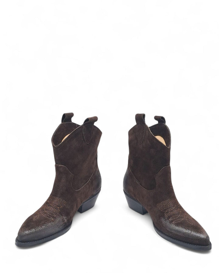 Texano Dallas Basso Ricamo Camoscio Testa di  Moro