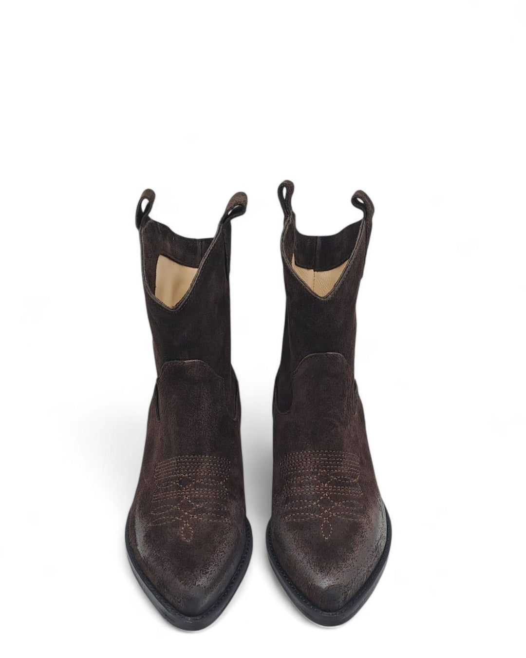 Texano Dallas Basso Ricamo Camoscio Testa di  Moro