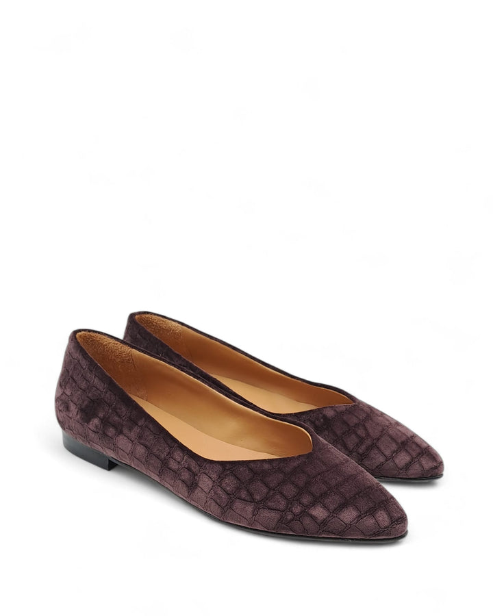 Ballerina V Velluto Cocco Testa di Moro