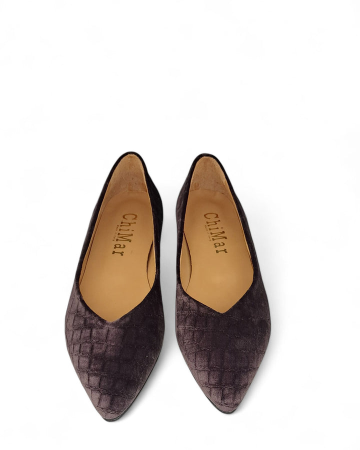 Ballerina V Velluto Cocco Testa di Moro