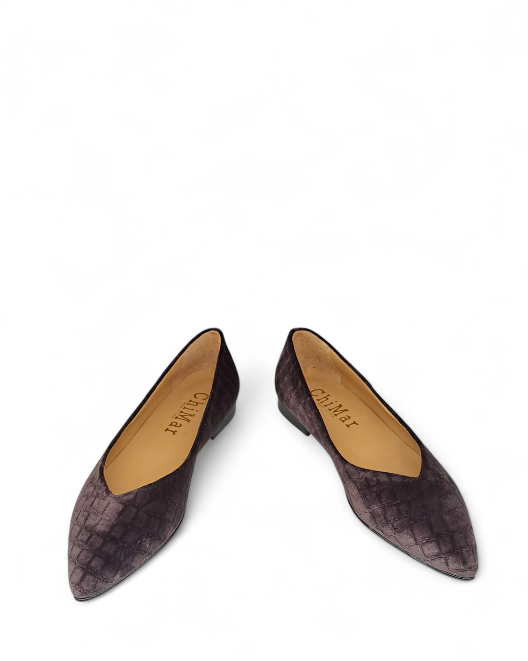 Ballerina V Velluto Cocco Testa di Moro