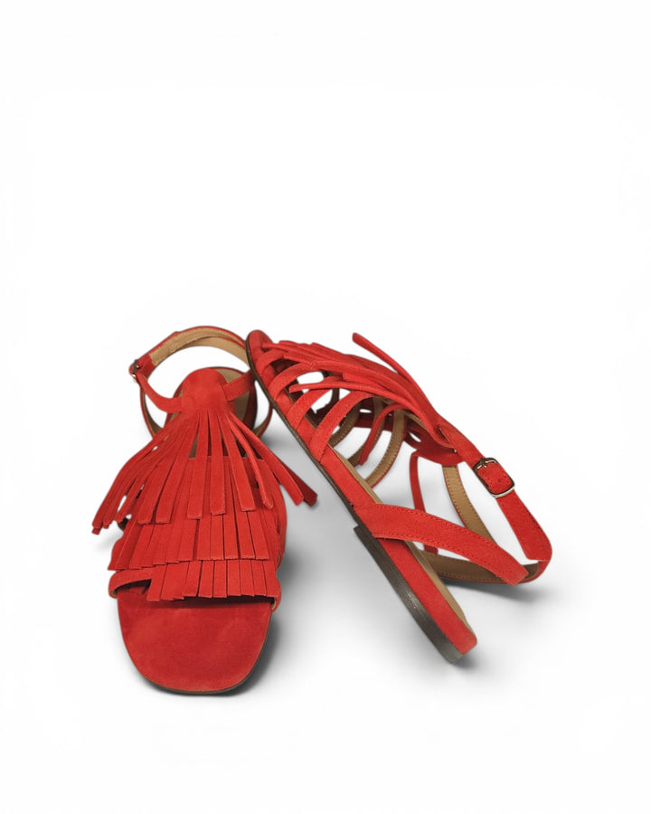 Sandalo Brera Frange Camoscio Rosso