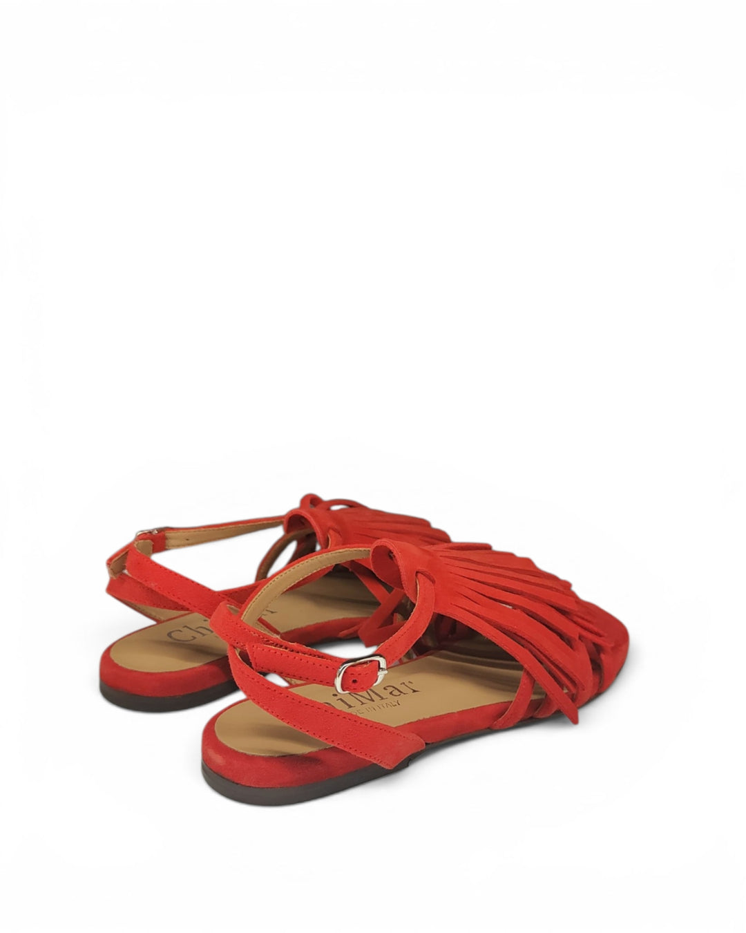 Sandalo Brera Frange Camoscio Rosso