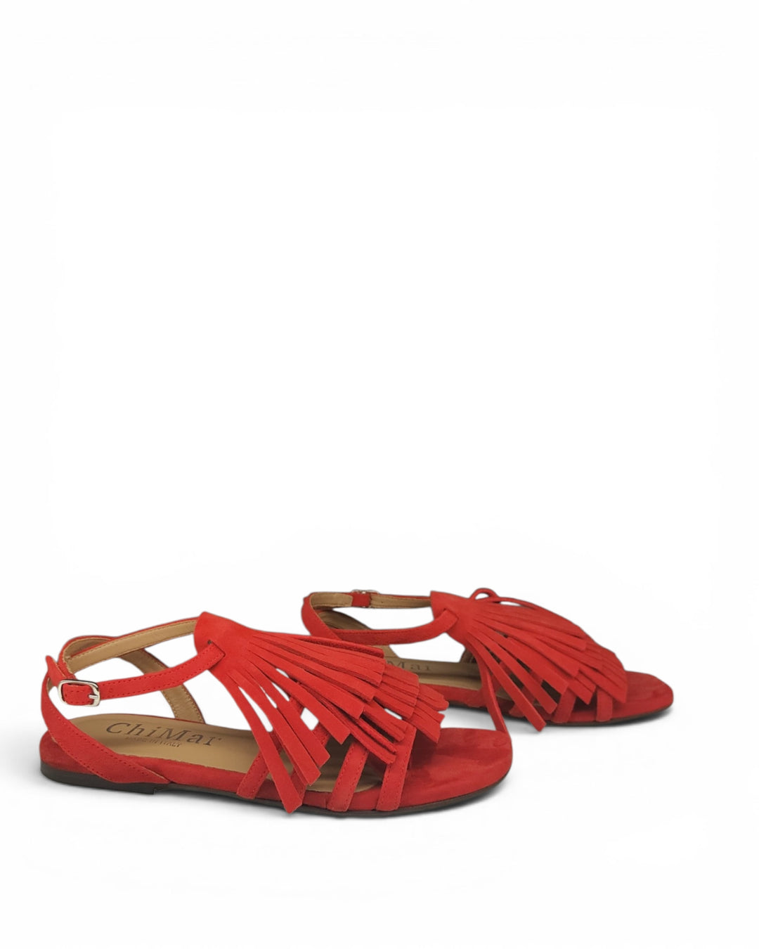 Sandalo Brera Frange Camoscio Rosso