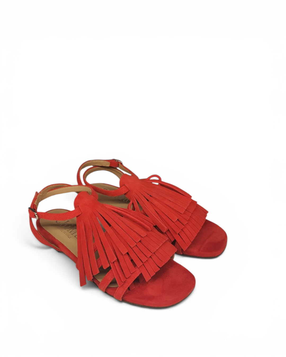 Sandalo Brera Frange Camoscio Rosso