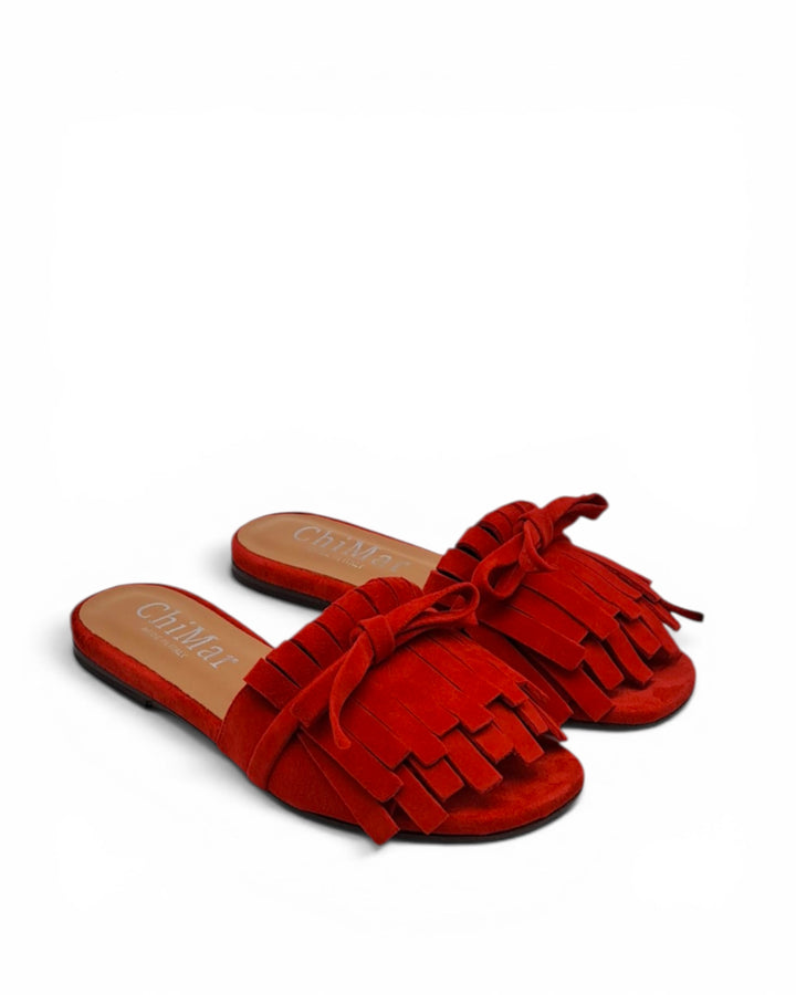 Ciabattina  Pontaccio Frange Camoscio Rosso