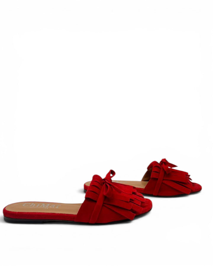 Ciabattina  Pontaccio Frange Camoscio Rosso