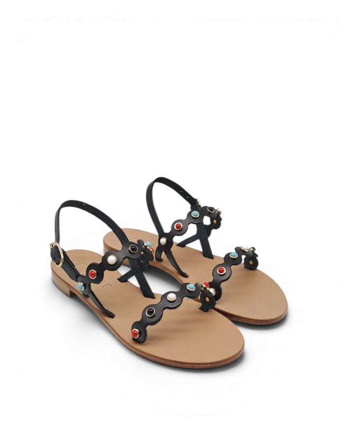White Cowhide Spider Wave Sandal