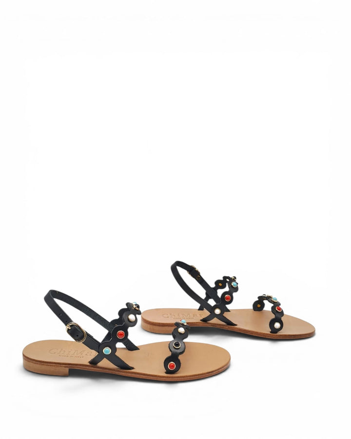White Cowhide Spider Wave Sandal