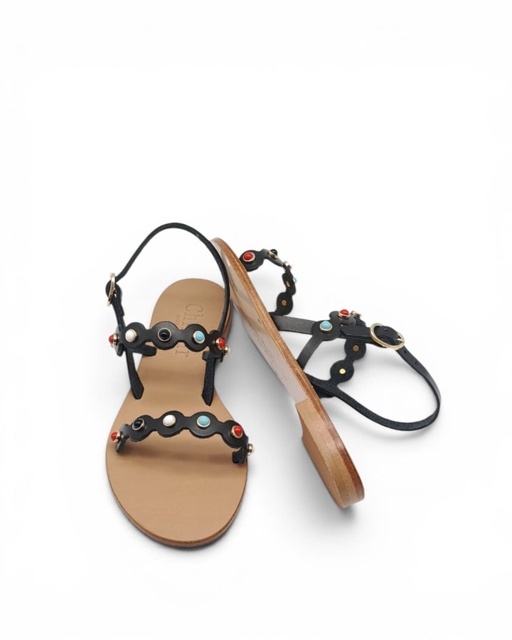 White Cowhide Spider Wave Sandal