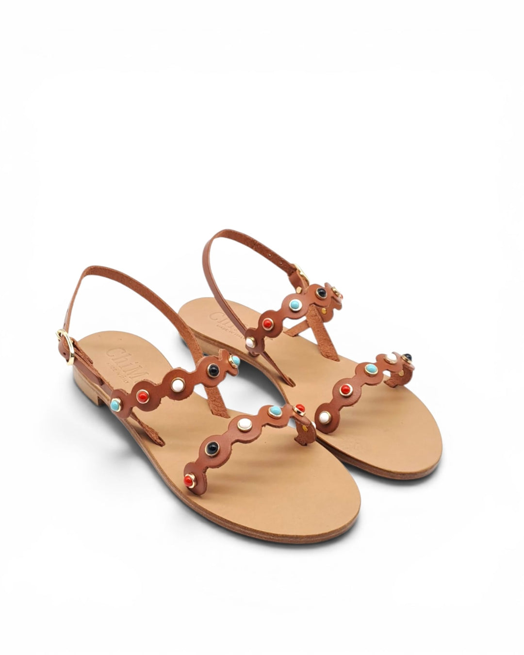 White Cowhide Spider Wave Sandal