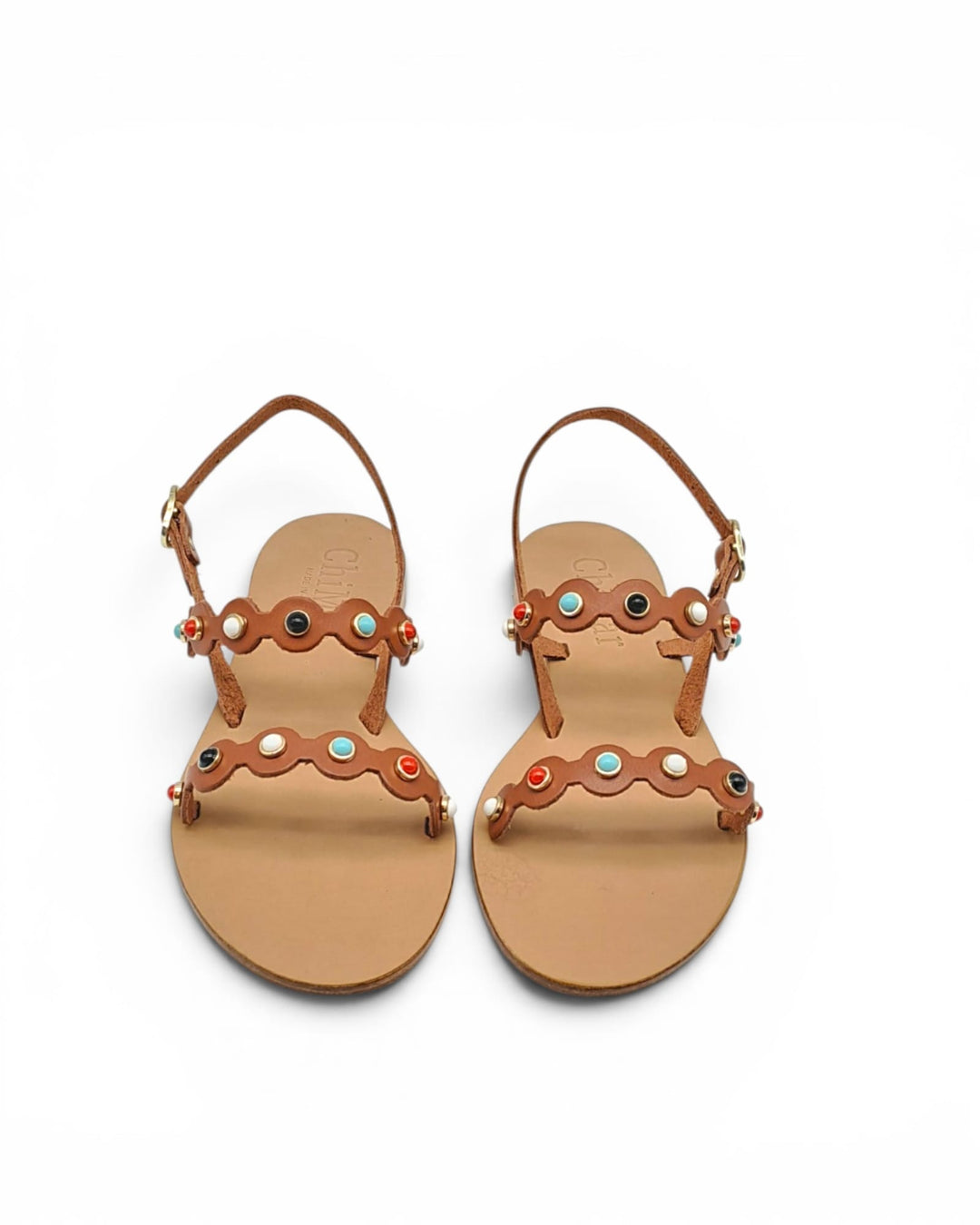White Cowhide Spider Wave Sandal