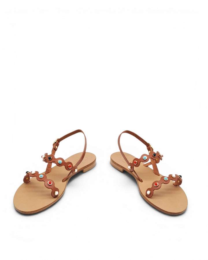 White Cowhide Spider Wave Sandal
