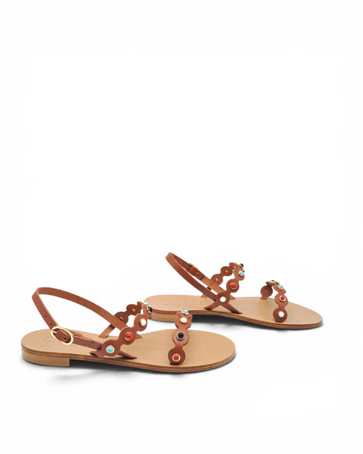 White Cowhide Spider Wave Sandal