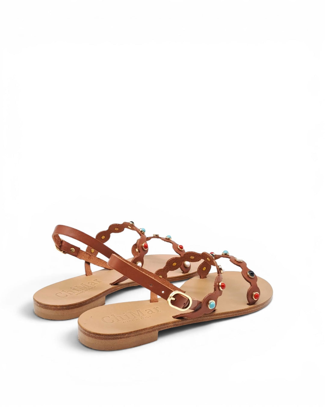 White Cowhide Spider Wave Sandal