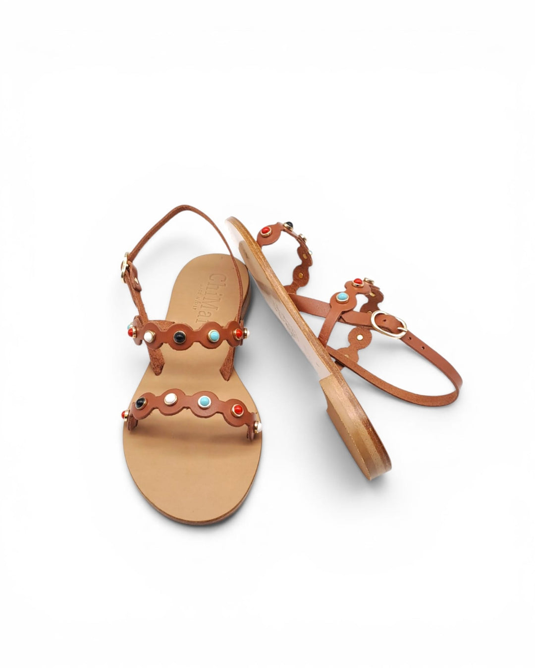 White Cowhide Spider Wave Sandal