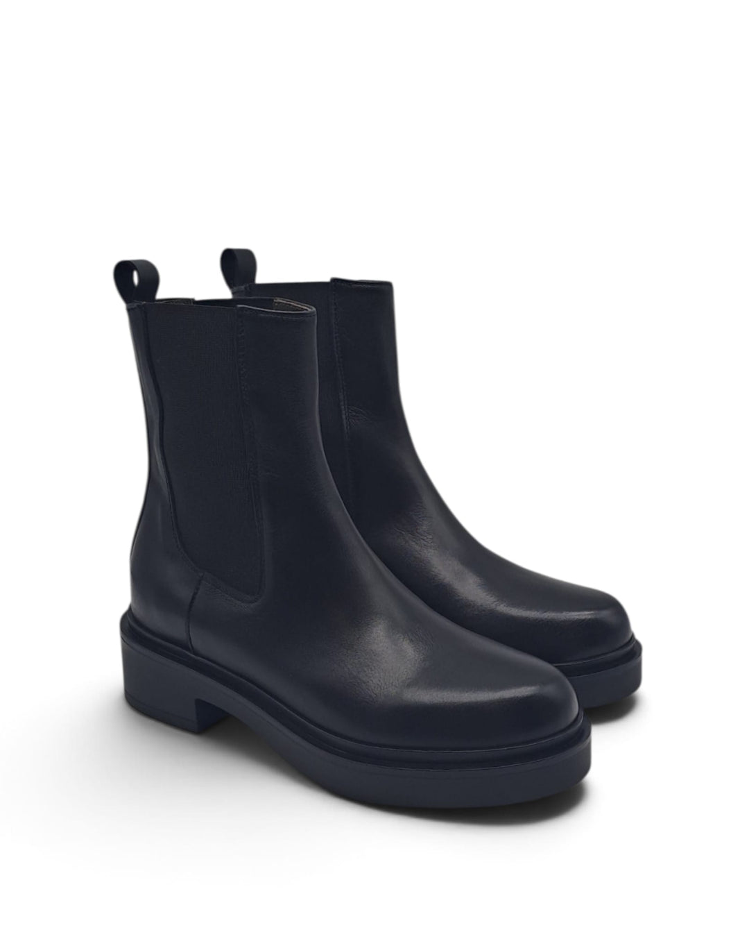 Black Calfskin Combat Boots