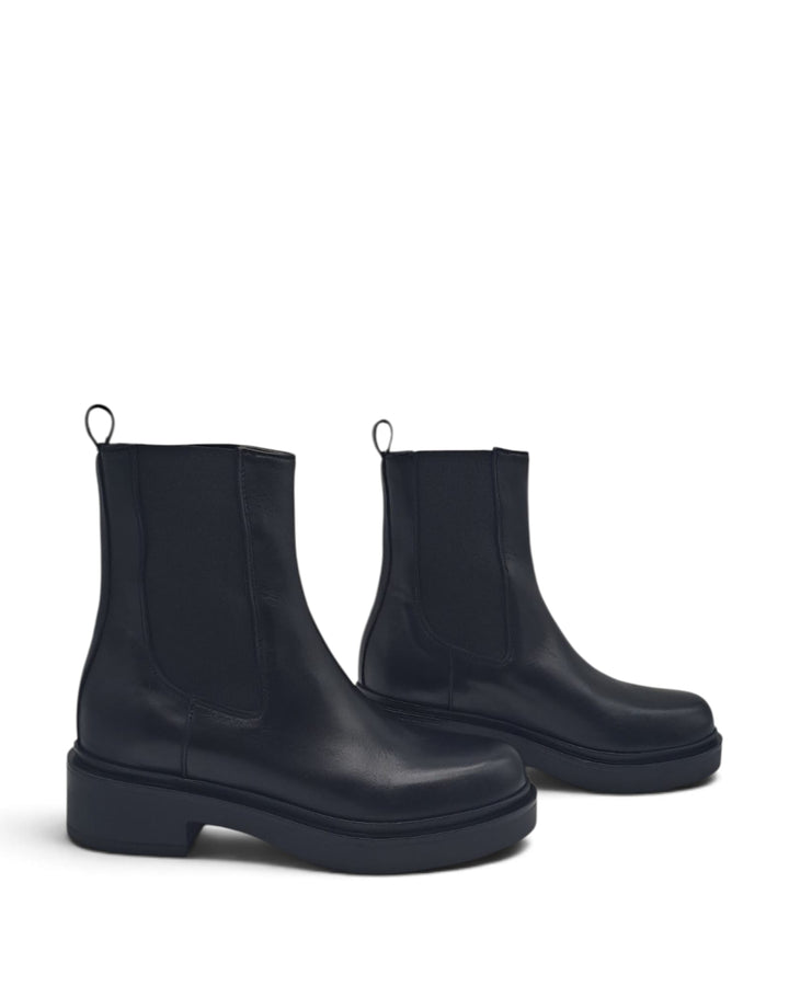 Black Calfskin Combat Boots