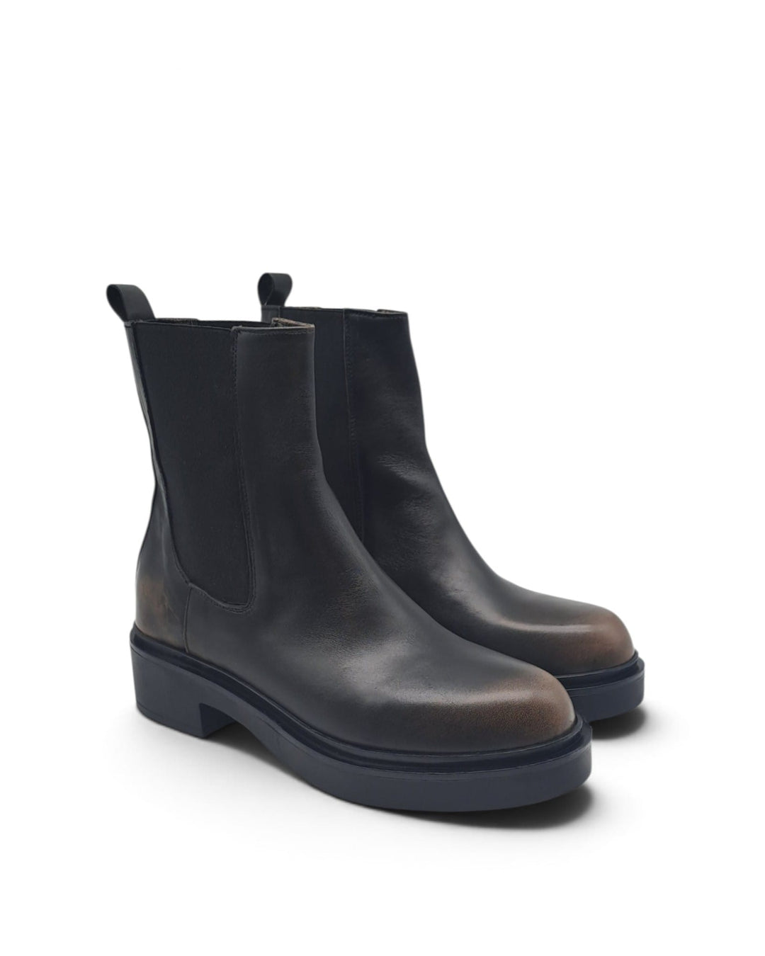 Black Calfskin Combat Boots